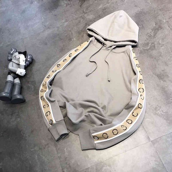 

2022 factory wholesale new model ribbon hooded long sleeved sweater women's spring and autumn loose casual couple large jacket, Black