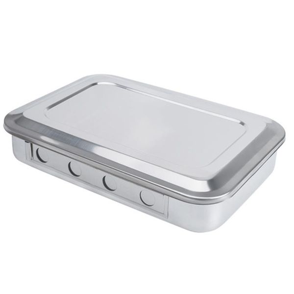

disinfection square shape tray disinfectant box with cover and hole (silver) storage bottles & jars