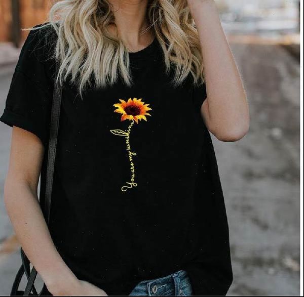 

sunflower womens letter print t shirt women short sleeve o neck loose summer fashion tee camisetas mujer, White