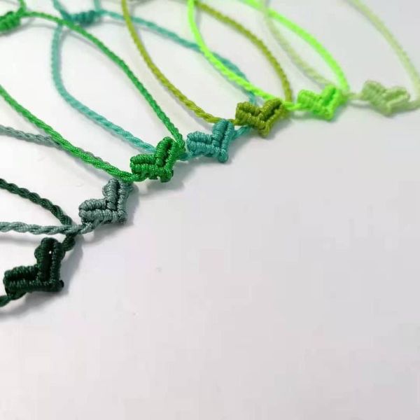 

bangle 28 candy colors bohemia heart shaped love lucky simple handmade rope braided charm bracelet women men couple sister gift, Black
