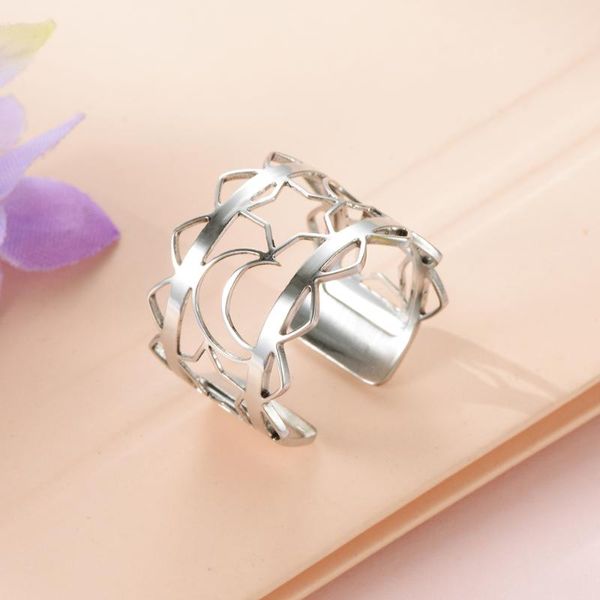 

wedding rings legenstar star moon ring 2021 fashion adjustable stainless steel open reversible viny bague statement women, Slivery;golden