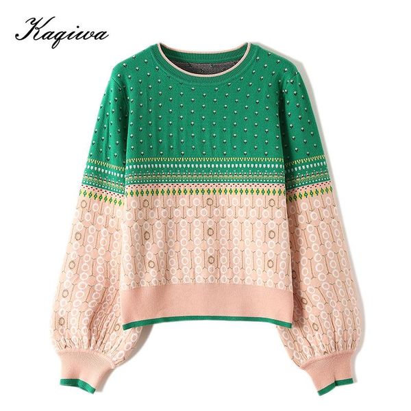 

women's sweaters spring and autumn 2021 korean round neck long sleeve westernized knitwear slouchy pullover loose outer wear, White;black