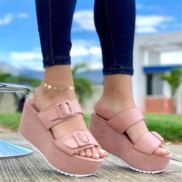 

sandals large size women's slippers style thick-soled casual breathable women platform increase fashion sliders womens shoes, Black