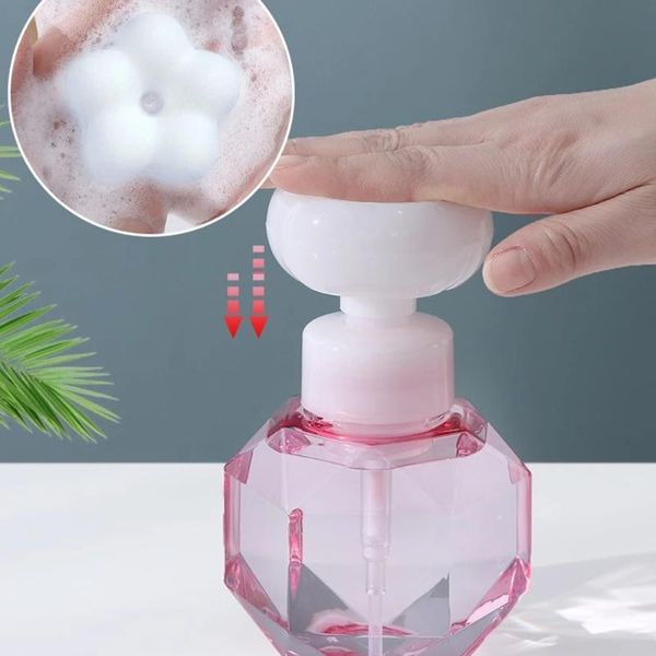 

liquid soap dispenser 300ml empty plastic bottle flower stamp foam shower gel pump
