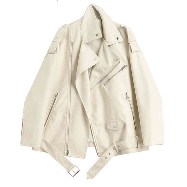 

women's jackets [eam] loose fit pu leather brown big size jacket lapel long sleeve women coat fashion spring autumn 2022 1de0636 cdwi, Black;brown