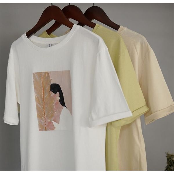 

ies summer graphic tees fashion character printing summer woman short sleeve white t-shirts korean clothings