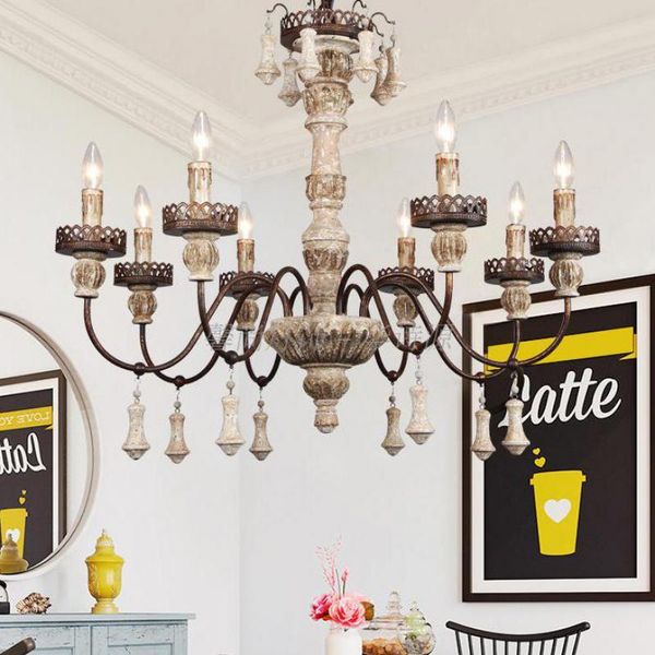 

chandeliers american vintage solid wood chandelier for home bar wedding deco hanging lighting bedroom living room led metal