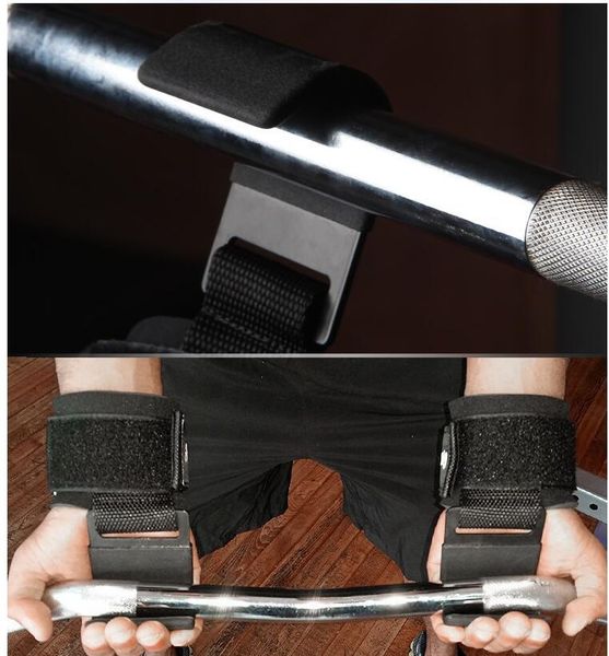 

sports gloves weight lifting-hook hand-bar wrist straps glove weightlifting strength training gym fitness hook lifting, Black
