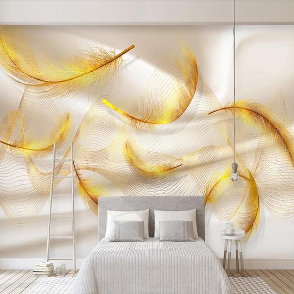 

wallpapers milofi custom large 3d wallpaper mural nordic modern minimalist golden feather background wall decoration