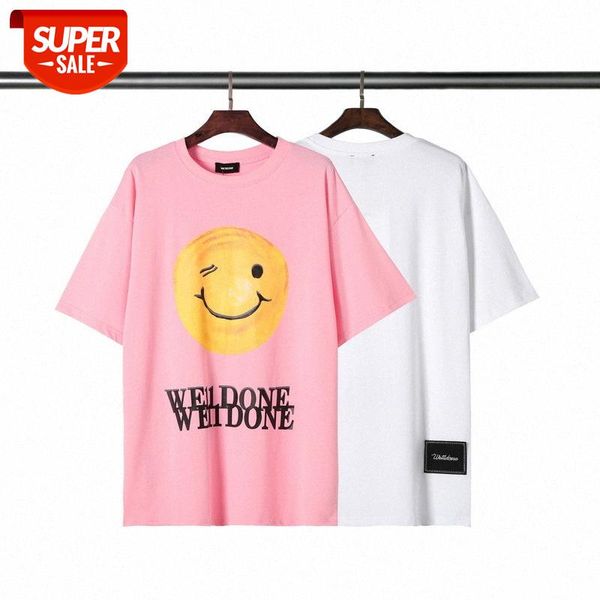 

quality well smiley face letter printing loose casual men and women with round neck short sleeves #tr1v, White;black