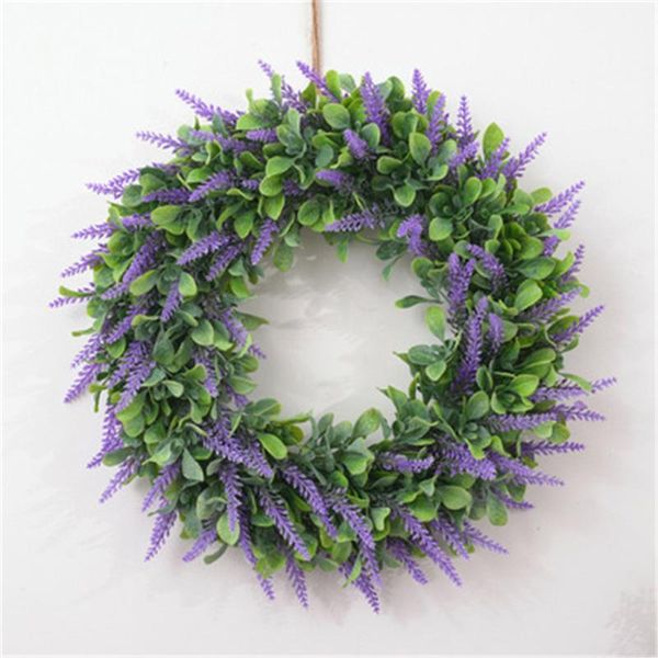 Flores decorativas grinaldas produto simulação lavanda guirlanda casamento fornece decoração pingente anel de porta de grama