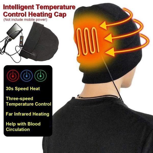 

man women fleece hat electric heated winter sport ski muts hats for hunting hiking skiing snowboard polar caps drop outdoor, Black;white