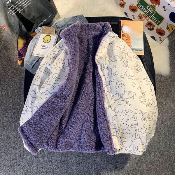 

women's jackets 2021 style double sided can wear winter imitation lambswool women coat korean students fashion female jacket, Black;brown