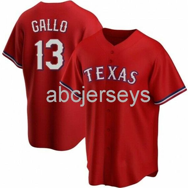 

joey gallo #13 red ver2 baseball jersey xs-6xl, Black