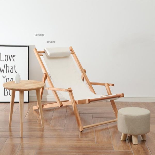 

outdoor balcony garden folding armchair homestay lazy sofa recliner home furniture chaise lounge solid wood leisure beach chair camp