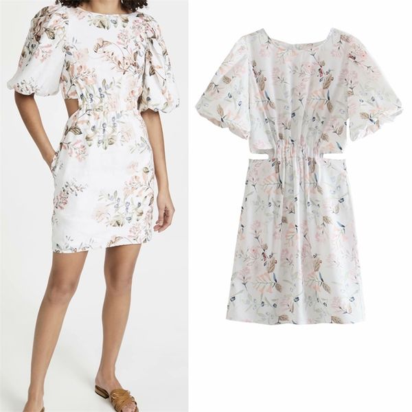 

women summer vintage mini dress short sleeve hollow out print female elegant fashion a-line dresses vestidos 210513, Black;gray