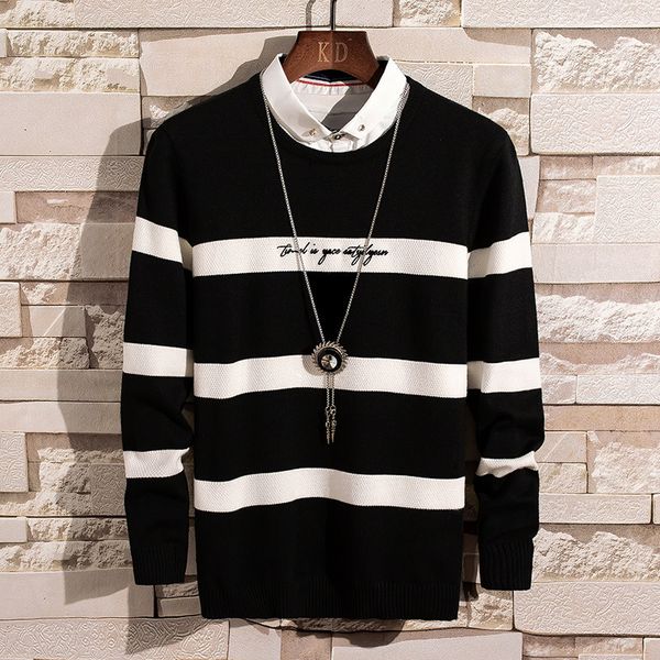 

sweater knit autumn and winter men's fashion thickened fake two shirt collar pullover base wear, White;black