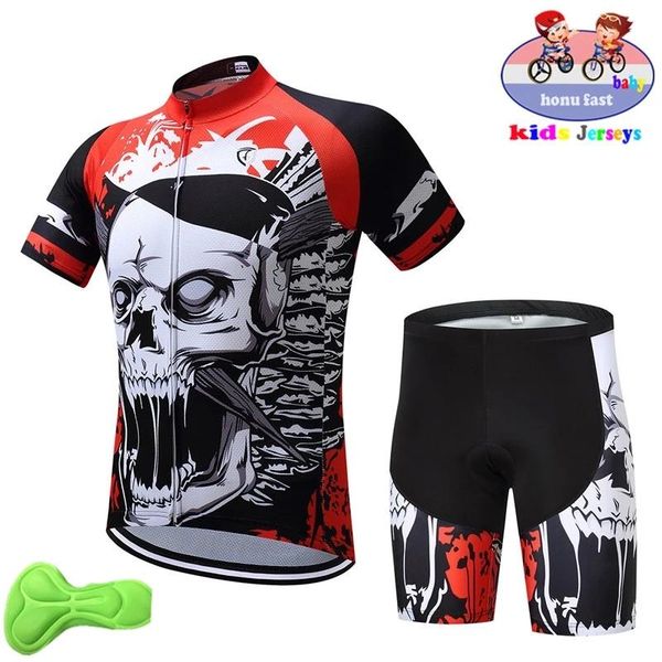 

racing sets kids 2021 summer bicycle clothing children's short-sleeved cycling jersey suit breathable and quick-drying triathlon kit, Black;blue