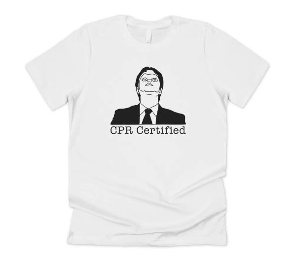 

cpr certified t-shirt tee funny the us office dwight schrute farms michael scott, White;black