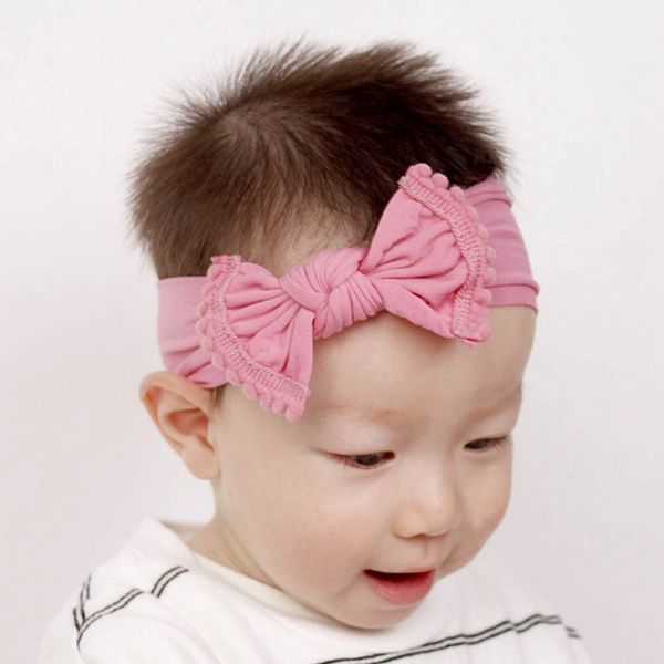 

brand baby hairband toddler bow hairs band tassel girls headbands big knot turban kids hair accessories 22 designs wy1435, Slivery;white