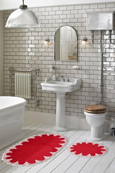 

oval 2 piece bathroom set (65x115-55x65) red zaro15 bath mats