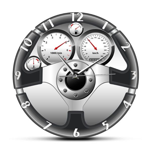 

automobile artwork home decor automotive drive auto style wall watch sport car steering wheel and dashboard printed clock clocks