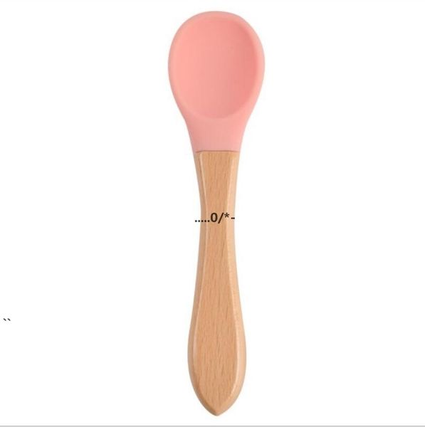 NewBaby Bambu Treinamento Colher Orgânica Soft Kid Alimentação Silicone Dica Scoops Easy Grip Handle Crianças Presentes Infantis Ewe5627