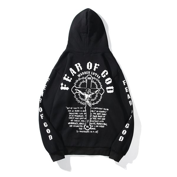 

2021Fog fashion brand fear of good restaurants Christmas Jesus hooded high street loose fog sweater man, Black