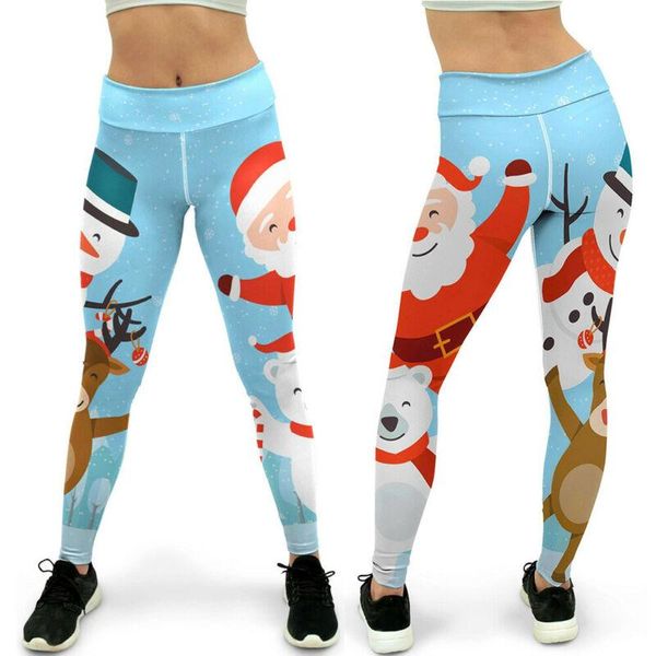 

women's leggings women christmas santa claus 3d print high elastic waist skinny stretchy slim fit comfortable ankle length, Black