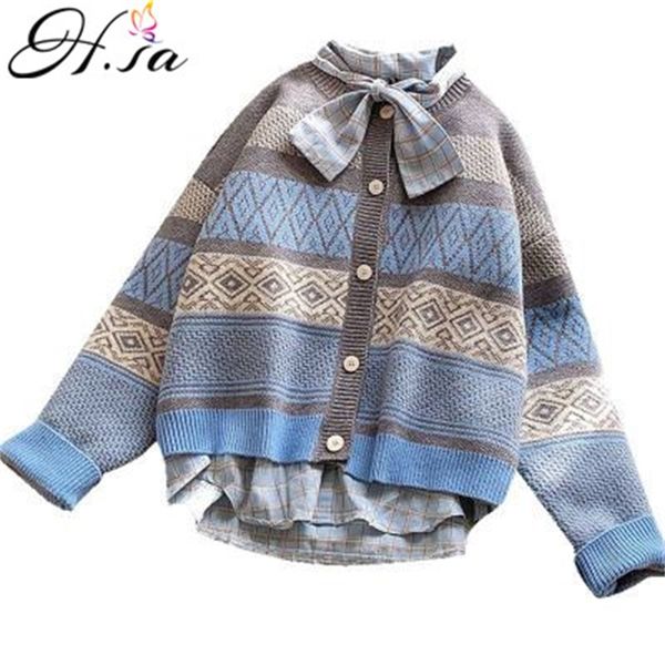 

h.sa roupa feminino women winter knitting retro vintage oversized sweater cardigans chic streetwear thick knitwear 210417, White;black