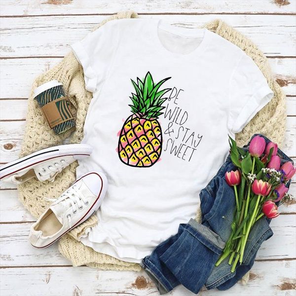 

and women graphic pineapple sweet men t shirt cute fruit cartoon summer lady clothes womens clothing tee female, White;black