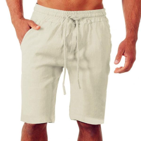 

men's shorts summer casual sports cotton and linen jogging men drawstring two pockets training streetwear m-3xl, White;black