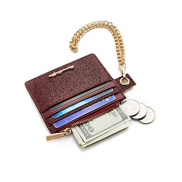 

wallets fashoin women's purse sequins style luxury chains girls wallet passport card bag 2021 summer women clutches hand, Red;black