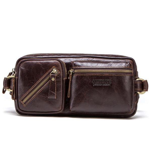 

waist bags man chest genuine leather shoulder crossbody two using fashion oil wax messenger bag business travel blosa gift