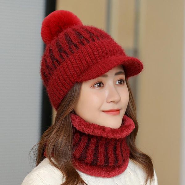 

beanies women's winter knitted hats thick warm beanie hat female knit bonnet caps outdoor riding ski sets all-match