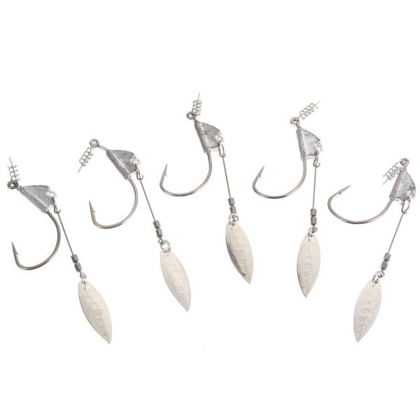

fishing hooks 5 pcs underspin jig head swim bait hook with blades weighted