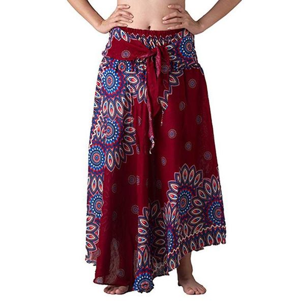 

skirts jaycosin skirt women long hippie bohemian gypsy boho flowers elastic waist floral halter ankle-lengthskirt ropa mujer sexy, Black