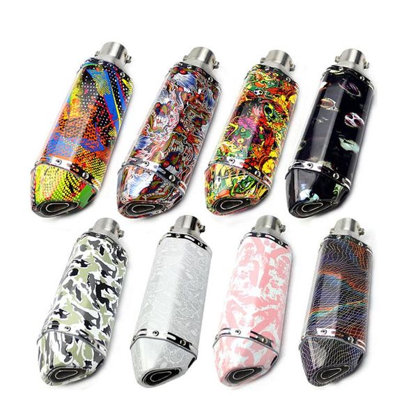 

motorcycle exhaust system universal 51mm stainless steel dazzle colour printing pipe moto with db killer muffler