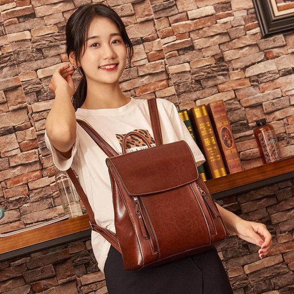 

backpack the 2021 female worn leather handbag bag leisure can customize
