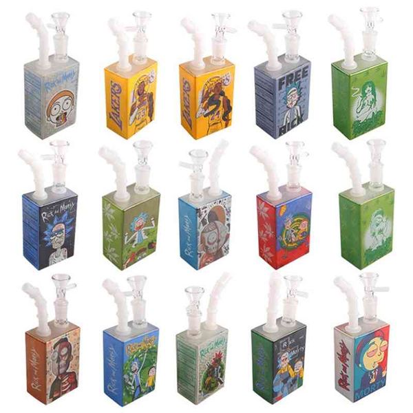 

american market creative thickened beverage bottle color printed glass bong hookah