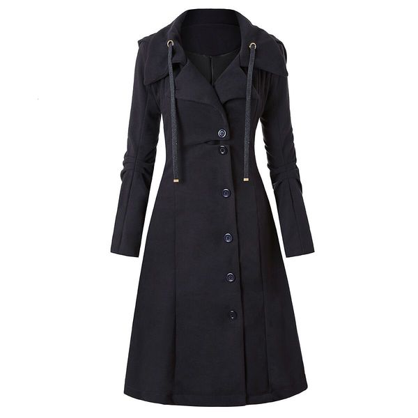 

women's trench coats medieval trench female jacket long black winter turn down gothic collar stylish streetwear outwear vintage punk h4, Tan;black