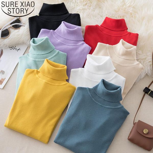 

women's sweaters casual long sleeve jumper sweater autumn turtleneck women clothes knitted slim 15 colors pull femme 17114, White;black