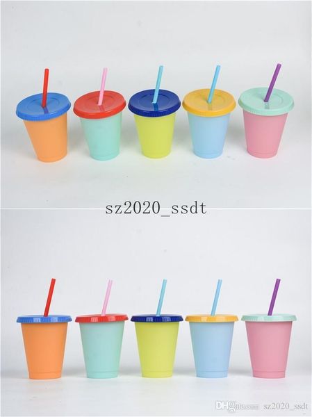 Su Şişesi Renk Değişimi Komik Kupalar Watertumbler 160Z Yeniden Kullanılabilir Renk Değiştiren Soğuk Su Kupaları Plastik Tumbler