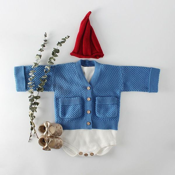 

cardigan sweater for baby girl boy spring autumn long sleeve knit outerwear children clothing blue khaki 0-3t e83004 zllb