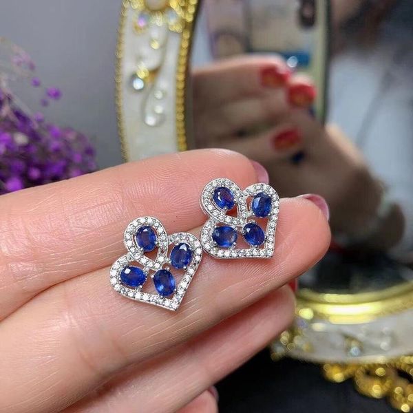 

stud fine quality natural sapphire gemstone trendy jewelry ring for women real 925 sterling silver charm, Golden;silver