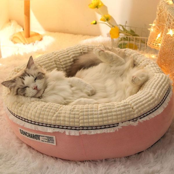 

cat beds & furniture cute round winter warm dogs pet bed super soft sleeping pad puppy cushion mat portable nest home pets products 3 colors