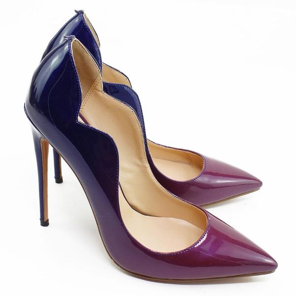 

dress shoes acedichy 2022 spring/autumn wedding pu mixed gradient colors talons hauts pointed toe bridesmaid stiletto 12cm eu45 pumps, Black