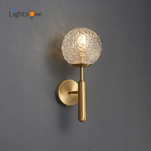 

all copper light luxury bedside glass wall lamp simple bedroom creative