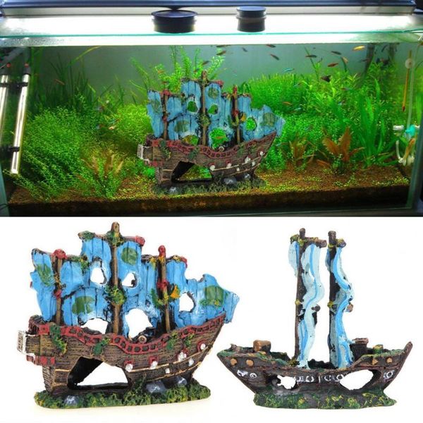 

creative wreck boat ornament exquisite vived resin aquarium decoration broken ship for home fish tank accessories decor decorations