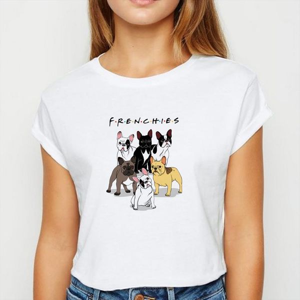 

fashion dog frenchies young ladies mens t shirt and women ulzzang spring summer harajuku funny pretty printing round neck, White;black
